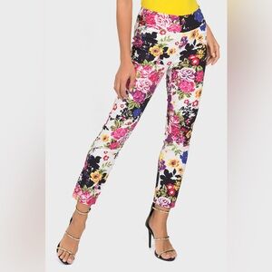 Joseph Ribkoff Multi Pants Style 192694 Colorful Floral Print US 10 Pink Black